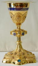 Solid silver gilt antique French Gothic Chalice.